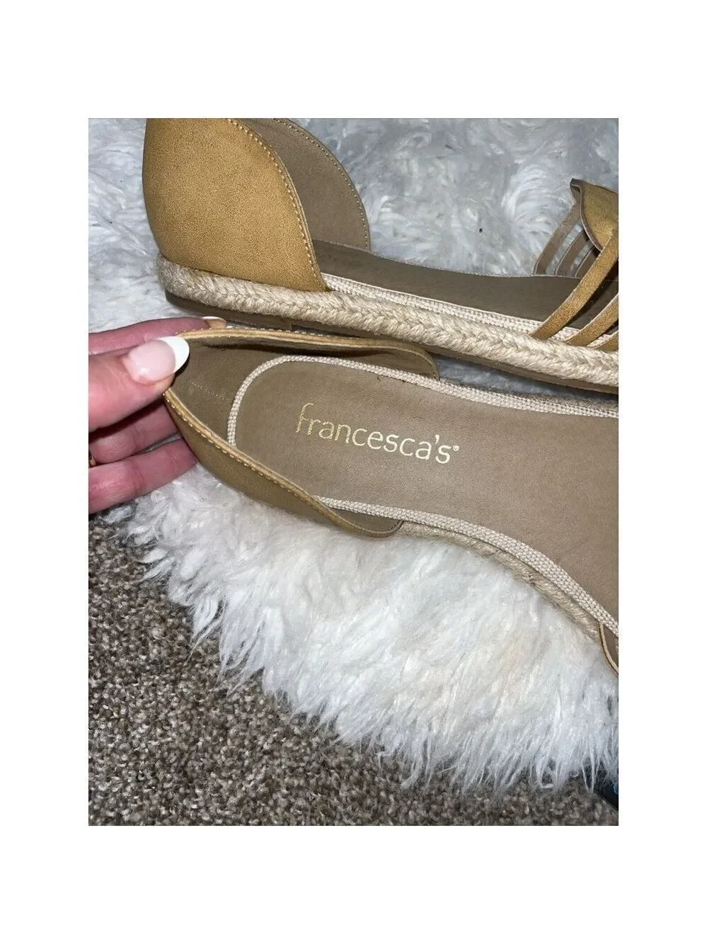 FRANCESCA'S Tan Huarache Summer Espadrille Flats size 10 new
